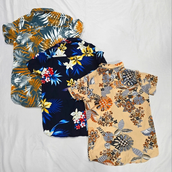 Denim & Flower Hawaiian Button-Up Kids Shirts [69] - Picture 2 of 14